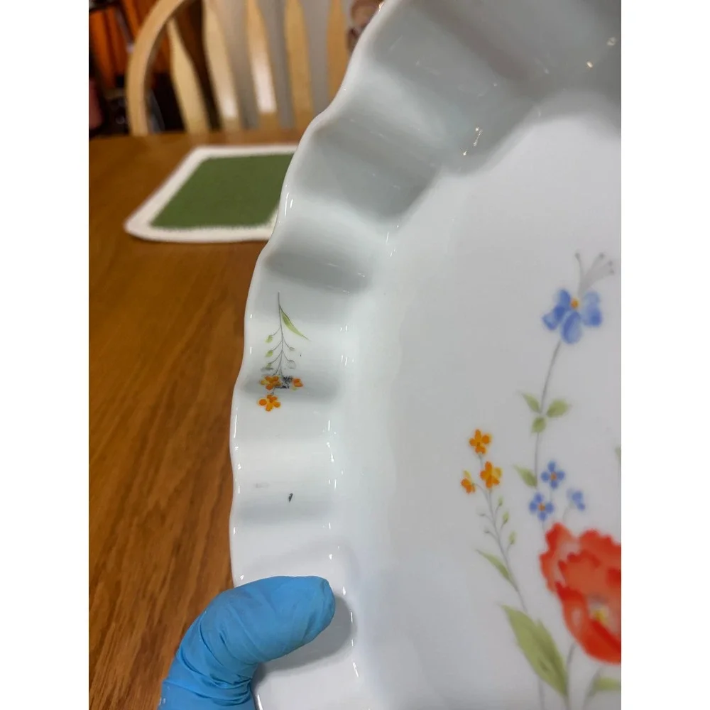 Hearthside Bake N Serve 9 Inch Quiche Dish Fine Porcelain Floral Poppy Japan